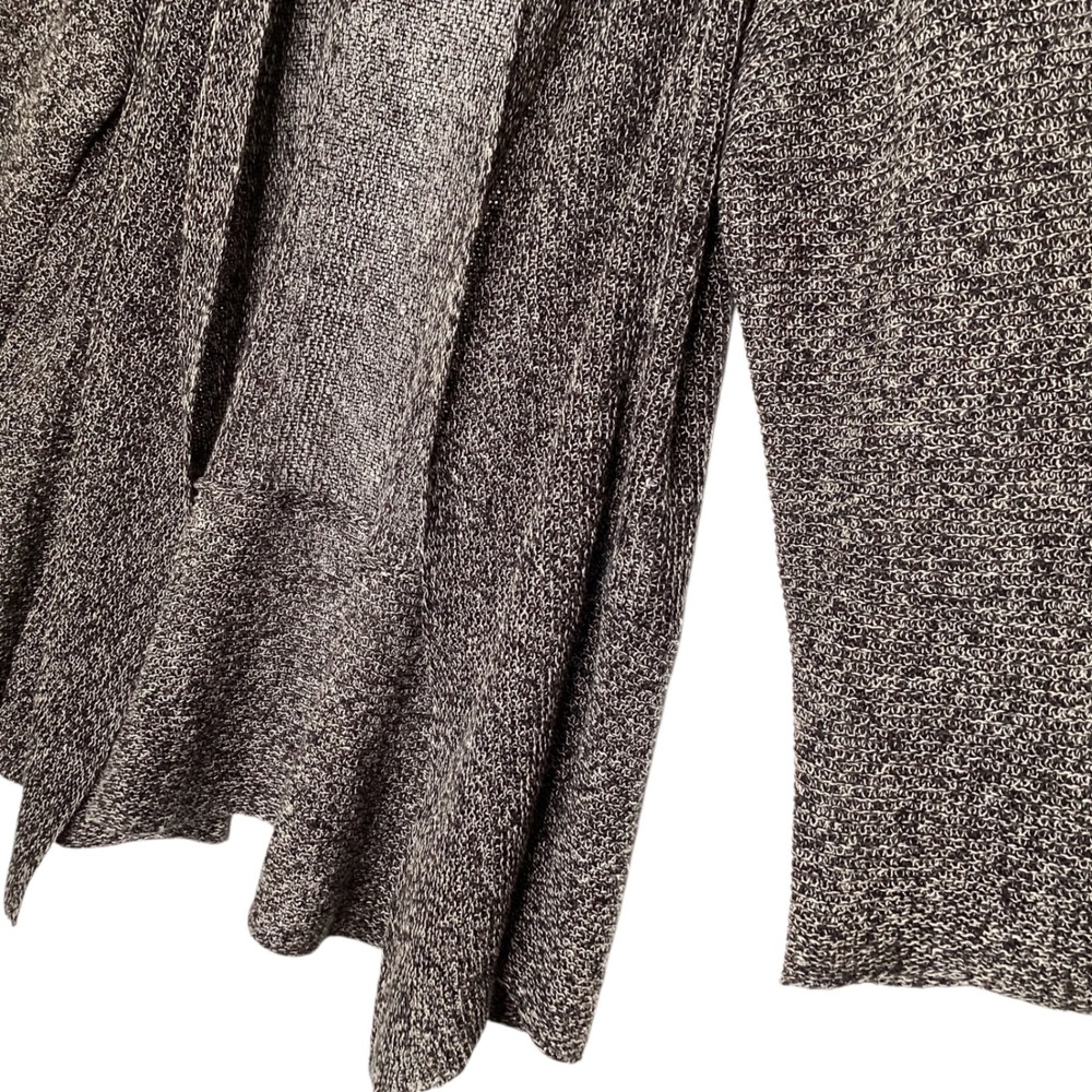 Eileen Fisher Women XL Black White Marled 100% Linen Open Front Cardigan Sweater - Picture 3 of 7